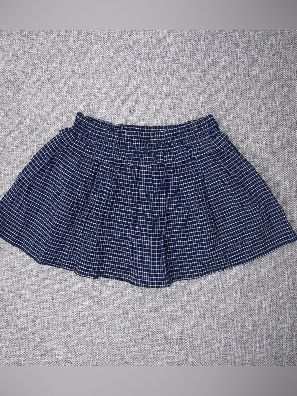 Zara Navy and White Checked Elastic Waist Skort